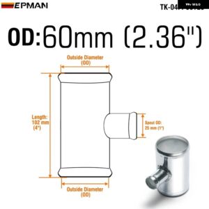 ブローオフバルブ アダプター アルミ Tパイプ 形状 チューブスパウト 25MM パイプ 外径 25/ 32/ 38/ 45/ 51/ 57/ 60/ 63/ 70/ 76/ 80/ 89/ 102MM 04FP - 04FP60T25