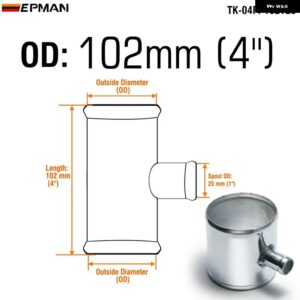 ブローオフバルブ アダプター アルミ Tパイプ 形状 チューブスパウト 25MM パイプ 外径 25/ 32/ 38/ 45/ 51/ 57/ 60/ 63/ 70/ 76/ 80/ 89/ 102MM 04FP - 04FP102T25