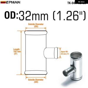 ブローオフバルブ アダプター アルミ Tパイプ 形状 チューブスパウト 25MM パイプ 外径 25/ 32/ 38/ 45/ 51/ 57/ 60/ 63/ 70/ 76/ 80/ 89/ 102MM 04FP - 04FP32T25