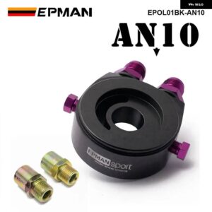M20X1.5 オイルフィルター クーラーアルミサンドイッチ再ロケータープレートアダプター 1/8NPT AN10/AN8 EPOL01 - AN10 BLACK