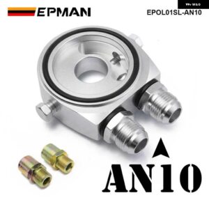 M20X1.5 オイルフィルター クーラーアルミサンドイッチ再ロケータープレートアダプター 1/8NPT AN10/AN8 EPOL01 - AN10 Silver