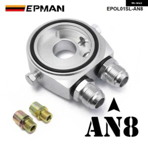 M20X1.5 オイルフィルター クーラーアルミサンドイッチ再ロケータープレートアダプター 1/8NPT AN10/AN8 EPOL01 - AN8 Silver