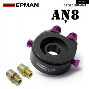 M20X1.5 オイルフィルター クーラーアルミサンドイッチ再ロケータープレートアダプター 1/8NPT AN10/AN8 EPOL01 - AN8 BLACK