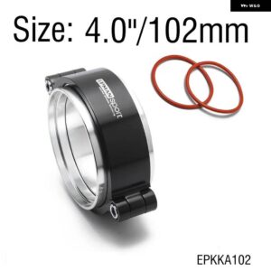 HD 排気 V バンドクランプ W フランジシステム ASSENBLY 陽極酸化クランプ 3.5インチ 4.0インチ 外径 ターボ ダンプパイプ EPKKA89 EPKKA102 - 4.0inch 102mm Black