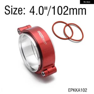 HD 排気 V バンドクランプ W フランジシステム ASSENBLY 陽極酸化クランプ 3.5インチ 4.0インチ 外径 ターボ ダンプパイプ EPKKA89 EPKKA102 - 4.0inch 102mm Red