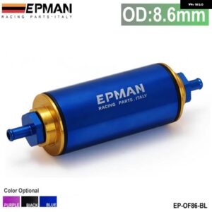レーシング ブルー AN8 ハイフロー モーター スポーツ/ラリー/ レーシング 合金燃料フィルター フィルター 付き EP-OF08 - OD8.6MM BLUE