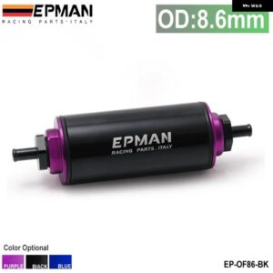 レーシング ブルー AN8 ハイフロー モーター スポーツ/ラリー/ レーシング 合金燃料フィルター フィルター 付き EP-OF08 - OD8.6MM BLACK