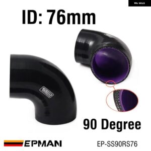 ブラック/アンプ パープル 70/76/80MM 90度エルボ シリコン ホース パイプ ターボ 吸気 VW ゴルフ GTI MK3 MK7 MK5 EP-SS90RS80 - ID 76mm