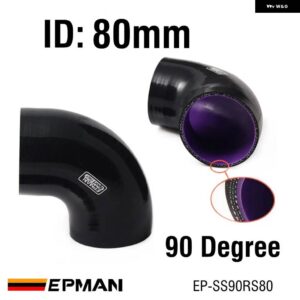 ブラック/アンプ パープル 70/76/80MM 90度エルボ シリコン ホース パイプ ターボ 吸気 VW ゴルフ GTI MK3 MK7 MK5 EP-SS90RS80 - ID 80mm