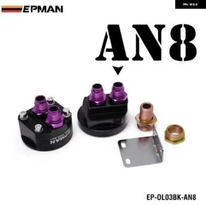AN8 AN10 ブラック/ オイルフィルター センダー サンドイッチ プレート クーラー アダプターキット 3/4X16 20X1.5 EP-OL03 - AN8 BLACK