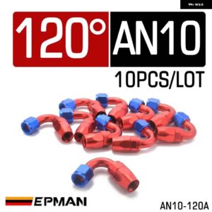 10ピース ストレート AN10 ホース エンドフィッティング 45 60 90 120 180度アルミオイルクーラーホース 継手 - 120 degree