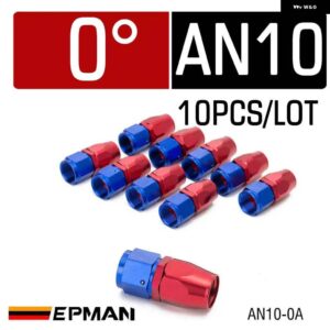 10ピース ストレート AN10 ホース エンドフィッティング 45 60 90 120 180度アルミオイルクーラーホース 継手 - straight