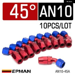 10ピース ストレート AN10 ホース エンドフィッティング 45 60 90 120 180度アルミオイルクーラーホース 継手 - 45 degree