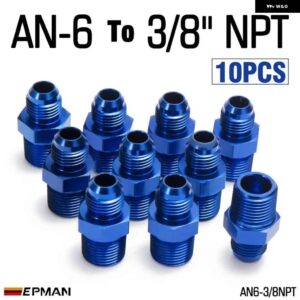 10個 AN4 AN6 AN8 AN10 オス - オスユニオン AN - NPT アダプター継手ストレートオスオイルクーラー燃料油ホース 継手 - AN6-38NPT