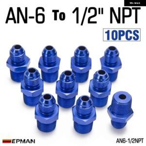 10個 AN4 AN6 AN8 AN10 オス - オスユニオン AN - NPT アダプター継手ストレートオスオイルクーラー燃料油ホース 継手 - AN6-12NPT