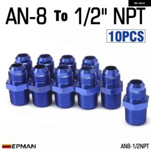 10個 AN4 AN6 AN8 AN10 オス - オスユニオン AN - NPT アダプター継手ストレートオスオイルクーラー燃料油ホース 継手 - AN8-12NPT
