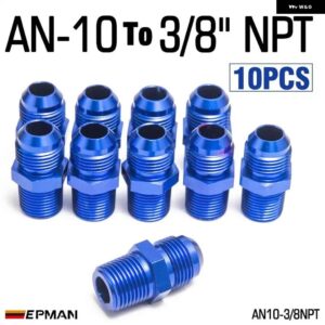 10個 AN4 AN6 AN8 AN10 オス - オスユニオン AN - NPT アダプター継手ストレートオスオイルクーラー燃料油ホース 継手 - AN10-38NPT