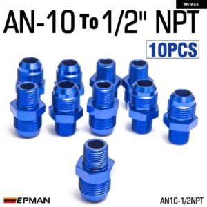 10個 AN4 AN6 AN8 AN10 オス - オスユニオン AN - NPT アダプター継手ストレートオスオイルクーラー燃料油ホース 継手 - AN10-12NPT