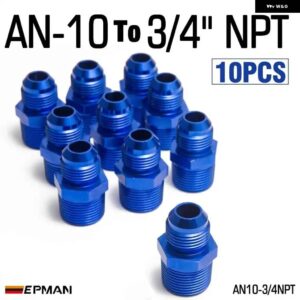 10個 AN4 AN6 AN8 AN10 オス - オスユニオン AN - NPT アダプター継手ストレートオスオイルクーラー燃料油ホース 継手 - AN10-34NPT