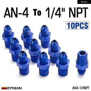 10個 AN4 AN6 AN8 AN10 オス - オスユニオン AN - NPT アダプター継手ストレートオスオイルクーラー燃料油ホース 継手 - AN4-14NPT