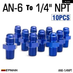 10個 AN4 AN6 AN8 AN10 オス - オスユニオン AN - NPT アダプター継手ストレートオスオイルクーラー燃料油ホース 継手 - AN6-14NPT