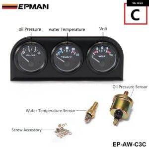 52MM 3 で 1ボルトメーター + 水温計 + 油圧計キット 電圧計油温計トリプル METE EP-AW-C3 - AW C3 C