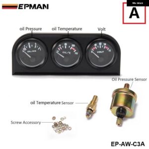 52MM 3 で 1ボルトメーター + 水温計 + 油圧計キット 電圧計油温計トリプル METE EP-AW-C3 - AW C3 A