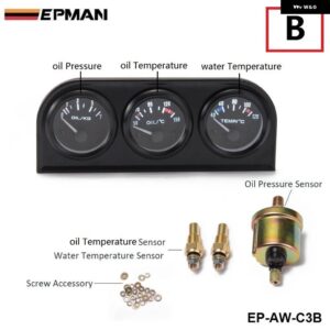 52MM 3 で 1ボルトメーター + 水温計 + 油圧計キット 電圧計油温計トリプル METE EP-AW-C3 - AW C3 B