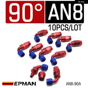 10ピース 高性能 AN8 ホース エンドフィッティングアルミオイルクーラーホース 継手ストレート 45 60 90 120 180度 - 90 degree