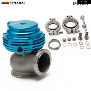MVS 38MM ウェストゲート アルミトップ V バンドゴールドアウターウェストゲート スーパーチャージ ターボ マニホールド 14PSI EPWS8815 - Blue