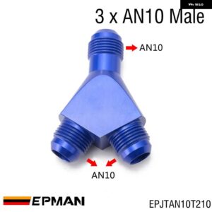 ブルー AN6/AN8/AN10 3 ウェイ Yピース オイル燃料オスブロックホース フィッティングアダプターエンド EPJTAN6T26 - AN10-2xAN10