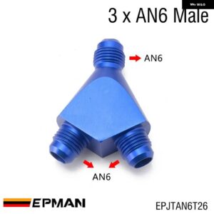 ブルー AN6/AN8/AN10 3 ウェイ Yピース オイル燃料オスブロックホース フィッティングアダプターエンド EPJTAN6T26 - AN6-2xAN6