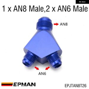 ブルー AN6/AN8/AN10 3 ウェイ Yピース オイル燃料オスブロックホース フィッティングアダプターエンド EPJTAN6T26 - AN8-2xAN6