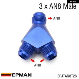 ブルー AN6/AN8/AN10 3 ウェイ Yピース オイル燃料オスブロックホース フィッティングアダプターエンド EPJTAN6T26 - AN8-2xAN8