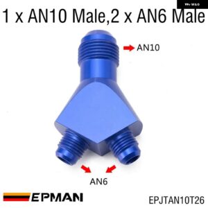 ブルー AN6/AN8/AN10 3 ウェイ Yピース オイル燃料オスブロックホース フィッティングアダプターエンド EPJTAN6T26 - AN10-2xAN6