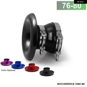 UINVERSAL アルミ車ベルマウスベロシティスタックアダプターエアインテーク ターボ ホーンカバー + クランプ + シリコン ホース TK-BOV1009DDLB-76 - BOV1009DDLB7680BK