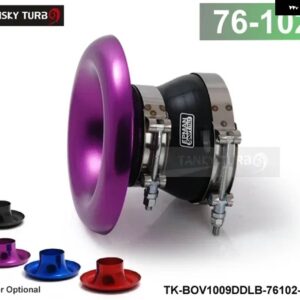 UINVERSAL アルミ車ベルマウスベロシティスタックアダプターエアインテーク ターボ ホーンカバー + クランプ + シリコン ホース TK-BOV1009DDLB-76 - BOV1009DDLB76102PUR