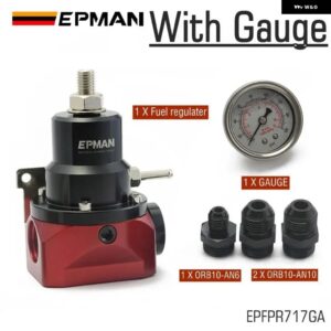燃料圧力レギュレータ ゲージ AN10 フィード アンプ付きAN6 リターンライン AN10 エンドキャップ EPFPR717 - With Gauge
