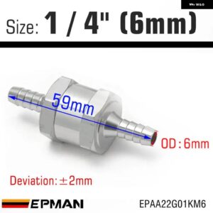 アルミ燃料逆止弁一方向インラインノンリターンバルブ キャブレター 低圧燃料システム用 EPAA22G01KM - 6mm