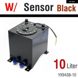 10L アルミ サージ タンク ミラー ポリッシュ燃料バッテリー泡インナーセンサー 付き/なし - With Sensor Black