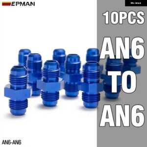 10ピース 4AN 6AN 8AN 10AN に AN4 AN6 AN8 AN10 オスフレアカプラーユニオンストレート燃料ホース アダプターフィッティングブルー - AN6-AN6