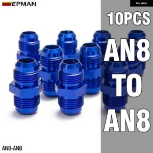 10ピース 4AN 6AN 8AN 10AN に AN4 AN6 AN8 AN10 オスフレアカプラーユニオンストレート燃料ホース アダプターフィッティングブルー - AN8-AN8