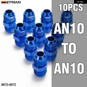 10ピース 4AN 6AN 8AN 10AN に AN4 AN6 AN8 AN10 オスフレアカプラーユニオンストレート燃料ホース アダプターフィッティングブルー - AN10-AN10