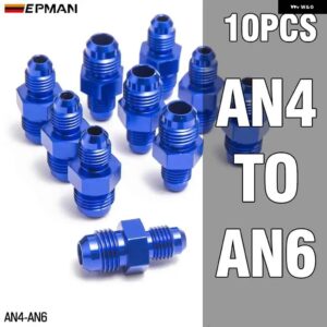 10ピース 4AN 6AN 8AN 10AN に AN4 AN6 AN8 AN10 オスフレアカプラーユニオンストレート燃料ホース アダプターフィッティングブルー - AN4-AN6