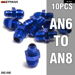 10ピース 4AN 6AN 8AN 10AN に AN4 AN6 AN8 AN10 オスフレアカプラーユニオンストレート燃料ホース アダプターフィッティングブルー - AN6-AN8
