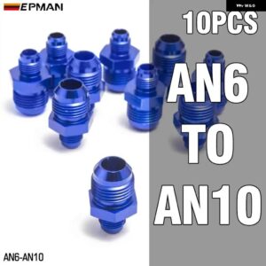 10ピース 4AN 6AN 8AN 10AN に AN4 AN6 AN8 AN10 オスフレアカプラーユニオンストレート燃料ホース アダプターフィッティングブルー - AN6-AN10
