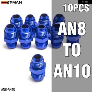 10ピース 4AN 6AN 8AN 10AN に AN4 AN6 AN8 AN10 オスフレアカプラーユニオンストレート燃料ホース アダプターフィッティングブルー - AN8-AN10