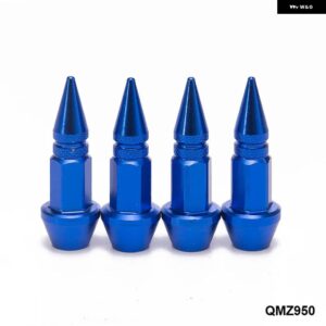 4ピース スパイク形状 タイヤバルブ キャップバルブ ステムキャップホイールリムラグナット EP-QMZ950 - Blue