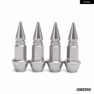 4ピース スパイク形状 タイヤバルブ キャップバルブ ステムキャップホイールリムラグナット EP-QMZ950 - GRAY