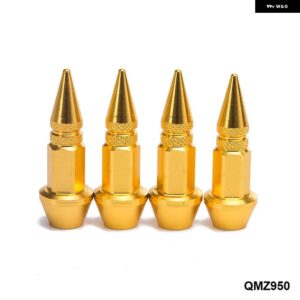 4ピース スパイク形状 タイヤバルブ キャップバルブ ステムキャップホイールリムラグナット EP-QMZ950 - Gold